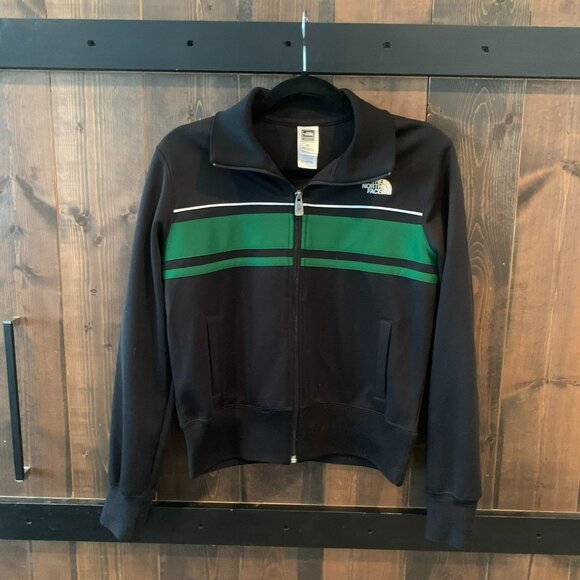 The North Face A5 Women's Full Zip Black w Green and White Track Jacket Size M - Picture 1 of 6